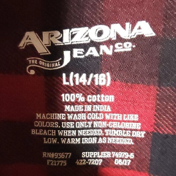 Arizona Black Red Buffalo Check Flannel 14-16 - Picture 4 of 4